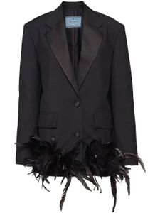 Prada veste bordée de plumes à simple boutonnage - Noir