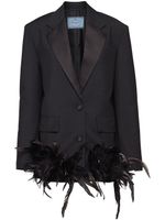 Prada veste bordée de plumes à simple boutonnage - Noir