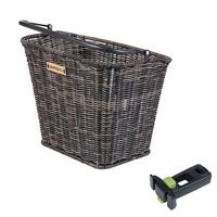 Basil bremen rattan look kf - fietsmand - voorop - inclusief kf ahead-stemholder - bruin
