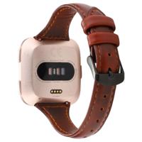 Voor Fitbit versa Razy paard textuur lederen riem (rood bruin)