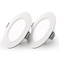 Set van 2 Georgia LED platte Inbouwspots wit - 6 Watt 490lm - Rond - 6500K Daglicht Wit - Ø120 mm - IP20 voor binnen - Inbouwdiepte 25mm