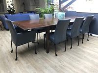 Set van 7 leren eetkamerstoelen - met wieltjes - blauw leer - Echt leer, Modern, ontdek de vele Leersoorten en Kleuren bij ShopX