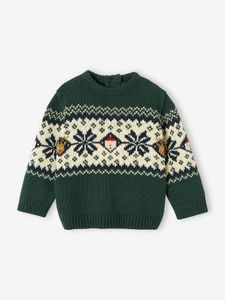 Kersttrui in jacquard voor baby's, capsule familiecollectie dennen