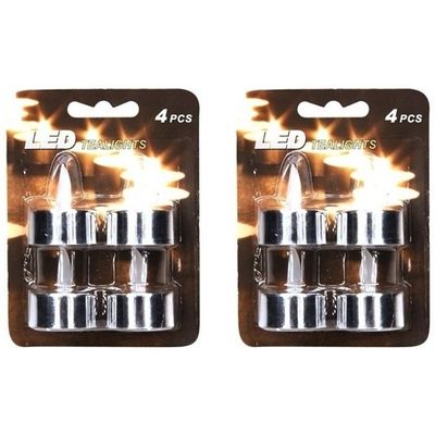 12x stuks Led Theelichten/waxinelichten zilver
