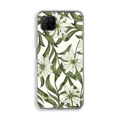 Wit bloemenpatroon: Huawei P40 Lite Transparant Hoesje