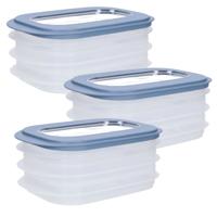 Sunware Vleeswarendoos - 9x - voedsel bewaarbakjes - transparant/blauwgrijs - bakjes