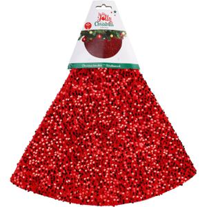 Kerstboomrok - rood - 90 cm - pailletten- polyester - rond - kerstboomrokken