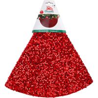 Kerstboomrok - rood - 90 cm - pailletten- polyester - rond - kerstboomrokken - thumbnail