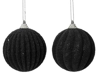 Kerstbal foam d8 cm zwart a2 kerst - Decoris