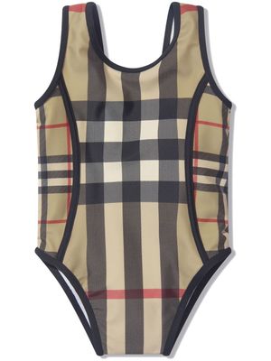 Burberry Kids maillot de bain à motif Contrast Check - Marron