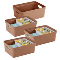Sunware opbergbox Sigma Home - 4x - kunststof - 24 liter - terra - opberg dozen/bakken
