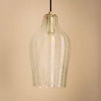 Hanglamp glas Ribbel e27 Retro goud Hanglamp glas Ribbel e27 Retro goud