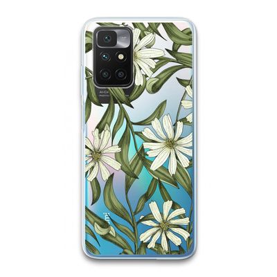 Wit bloemenpatroon: Xiaomi Redmi 10 Transparant Hoesje