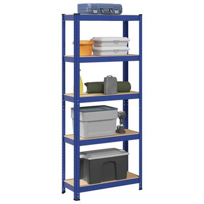 Opbergrek 5-laags staal & bewerkt hout blauw