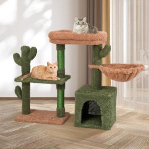 81 cm Hoge Moderne Kattenboom Groene Cactus Kattentoren Zitstok Hangmat Sisal Krabpalen Afwasbaar Kussen voor Binnenkatten