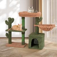 81 cm Hoge Moderne Kattenboom Groene Cactus Kattentoren Zitstok Hangmat Sisal Krabpalen Afwasbaar Kussen voor Binnenkatten