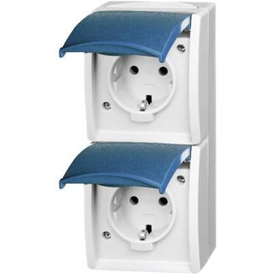 Busch-Jaeger 20-02 EW-53 Ocean (opbouw) Wandcontactdoos dubbel spatwaterdicht Blauw-groen