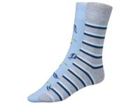 2 paar sokken (35-38, Blauw, vogel / grijze strepen) - thumbnail