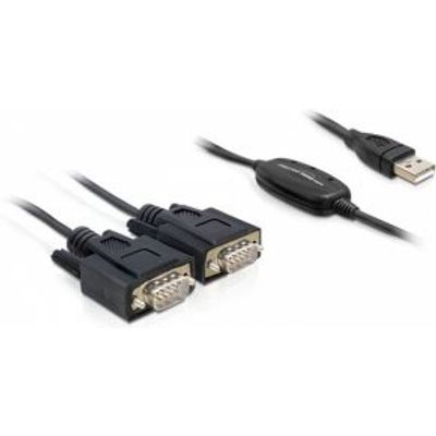 Delock 61886 Adapter USB 2.0 Type-A > 2 x Serieel DB9 RS-232