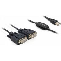 DeLOCK 2x RS232/USB 2.0 seriële kabel Zwart - thumbnail
