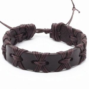 Verstelbare leren armband LGT Jewels Touw Bruin