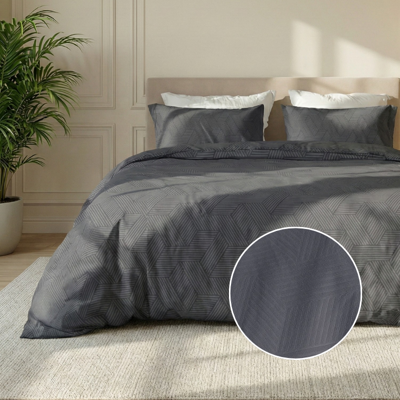 Dekbedovertrek Embossed Geometric - Antraciet - Lits-Jumeaux (240x220 Cm) - Antraciet Microvezel - Effen - Zydante - Dekbed-Discounter.nl