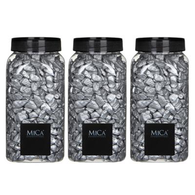 Mica Decorations decoratie steentjes - 3x - zilver - 1 kilo - 650ml - hobby steentjes