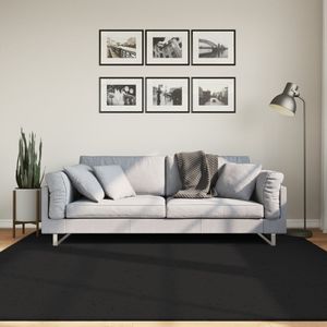 Vloerkleed laagpolig zacht en wasbaar 200x200 cm zwart