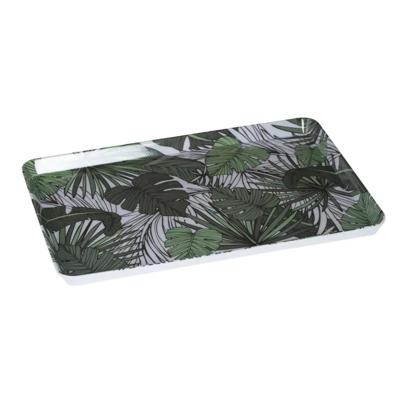 Secret de Gourmet Dienblad - jungle print - 45 x 30 cm - kunststof - wit / groen Secret de Gourmet Dienblad - jungle print - 45 x 30 cm - kunststof - wit / groen