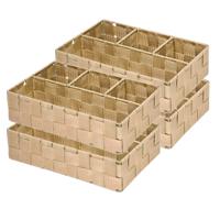 Opbergmanden - 4x - 4 vaks - bruin - ladekast organizer - ondermode