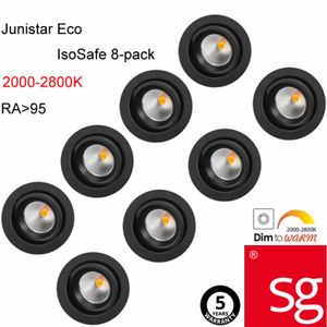 SG LED inbouwspots set van 8 stuks 470 lumen 6W zwart kantelbaar 2000 tot 2800K dimbaar