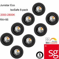 SG LED inbouwspots set van 8 stuks 470 lumen 6W zwart kantelbaar 2000 tot 2800K dimbaar