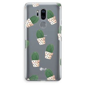 Cactusprint roze: LG G7 Thinq Transparant Hoesje