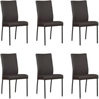 Set van 6 Donkerbruine leren moderne eetkamerstoelen Comfort - Toledo Leer Caffe (donkerbruin leer)