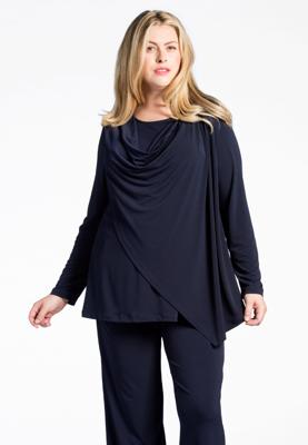Yoek Gedrapeerde tuniek met rits | Blauw | Maat 54/56