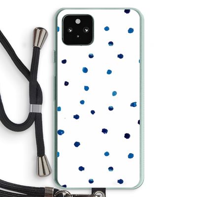 Blauwe stippen: Pixel 5a 5G Transparant Hoesje met koord