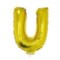 Gouden opblaas letter ballon U op stokje 41 cm - thumbnail