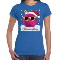 Fout t-shirt Christmas party blauw voor dames - thumbnail