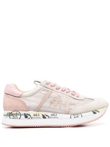 Premiata baskets à détail de logo - Tons neutres