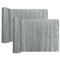 Tafelloper op rol - 2x - zilver glitter - 28 x 300 cm - polyester - thumbnail