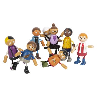 Small Foot houten buigzame poppenfamilie met baby, 8st.