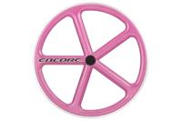 Encore 700C 5 Spaken Voorwiel - Bubblegum Roze - Carbon Weven Encore 700C 5 Spaken Voorwiel - Bubblegum Roze - Carbon Weven