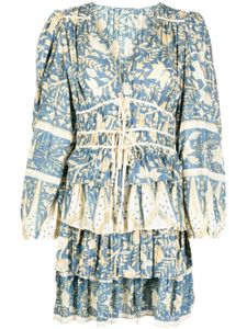 Ulla Johnson robe Nina courte volantée à fleurs - Bleu