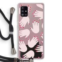 Hands pink: Samsung Galaxy A51 5G Transparant Hoesje met koord