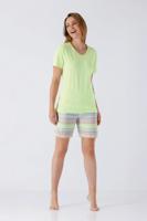 Hajo dames shortama groen en strepen