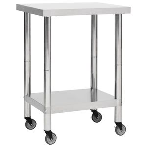 VidaXL Keukenwerktafel met wielen 60x30x85 cm roestvrij staal