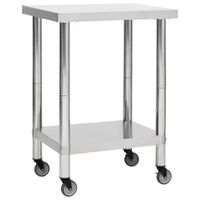 VidaXL Keukenwerktafel met wielen 60x30x85 cm roestvrij staal