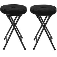Home & Styling Bijzet krukje/stoel - 2x - Opvouwbaar - zwart Ribcord - D33 x H49 cm - Krukjes - thumbnail