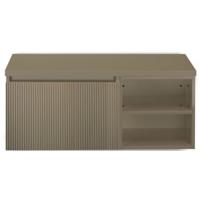 Frozen 3D Badmeubelset 100 cm - Greeplijst in Kleur - Wastafel Regaalkast met Bovenblad Olive