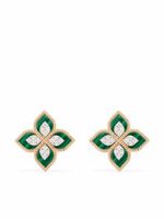 Roberto Coin puces d'oreilles Princess Flower en or rose 18ct ornées de diamants et de malachite - thumbnail